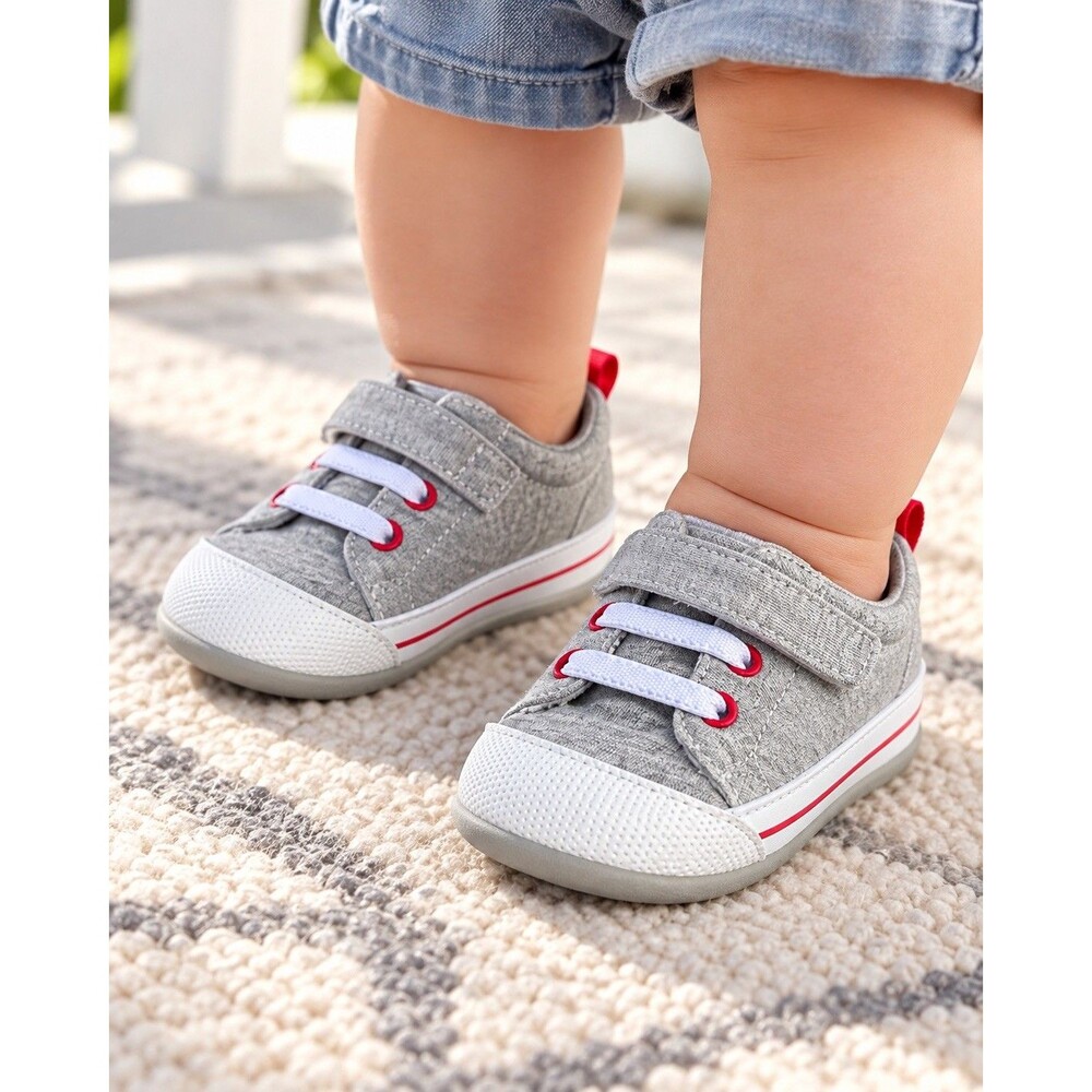 See Kai Run Baby/Toddler Gray Canvas Sneakers Hook & Loop Strap Size 4